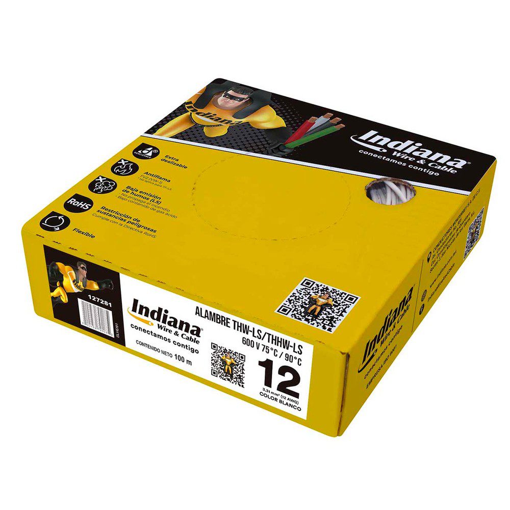 CABLE THW-LS 12 BLANCO INDIANA CAJA
