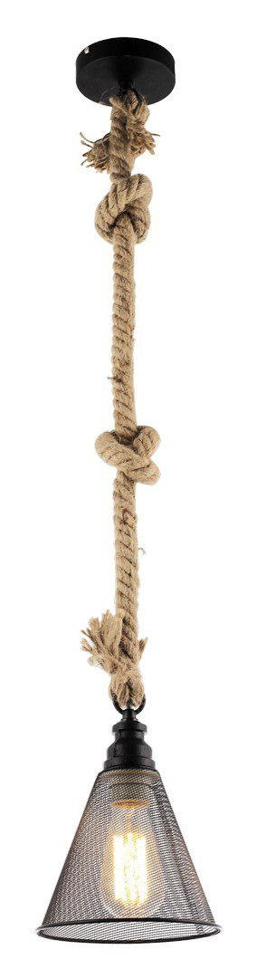 LAMPARA DECORATIVA COLGANTE E26 1 LUZ NEGRO SOGA INCLUYE FOCO VINTAGE
