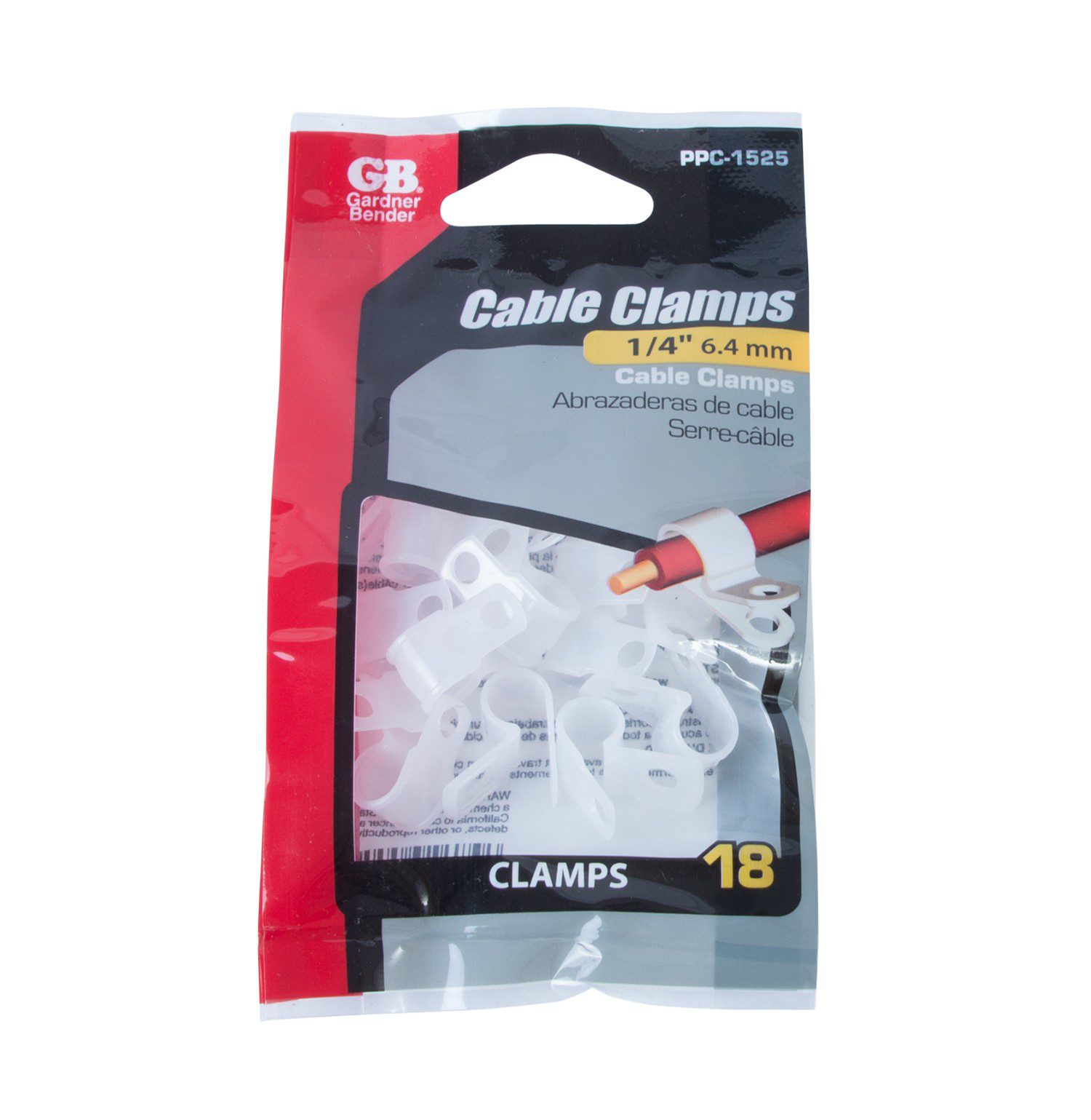 ABRAZADERA DE PLASTICO PARA CABLE 1/4 CON 18