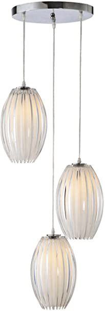 LAMPARA DECORATIVA COLGANTE E26 3 LUCES CROMO 127V CRISTAL, OPALINO NO INCLUYE FOCOS