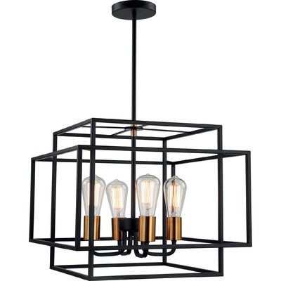 LAMPARA DECORATIVA COLGANTE E26 4 LUCES ORO METAL NEGRO NO INCLUYE FOCOS