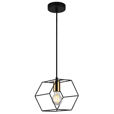 LAMPARA DECORATIVA COLGANTE E26 1 LUZ NEGRO COBRE 1 X 60W HEXA INCLUYE FOCO