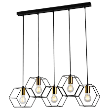 LAMPARA DECORATIVA COLGANTE E26 5 LUCES NEGRO COBRE 5 X 60W HEXA INCLUYE FOCO