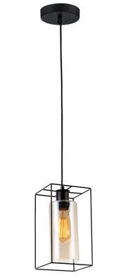 LAMPARA DECORATIVA COLGANTE E27 1 LUZ NEGRO 40W ACERO/CRISTAL NO INCLUYE FOCO CALUX