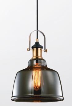 LAMPARA DECORATIVA COLGANTE E27 1 LUZ ACERO CRISTAL HUMO NO INCLUYE FOCO CALUX