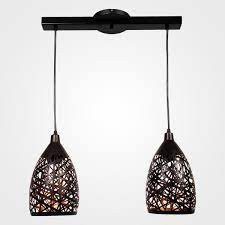 LAMPARA DECORATIVA COLGANTE E26 2 LUCES NEGRO-DORADO NO INCLUYE FOCOS