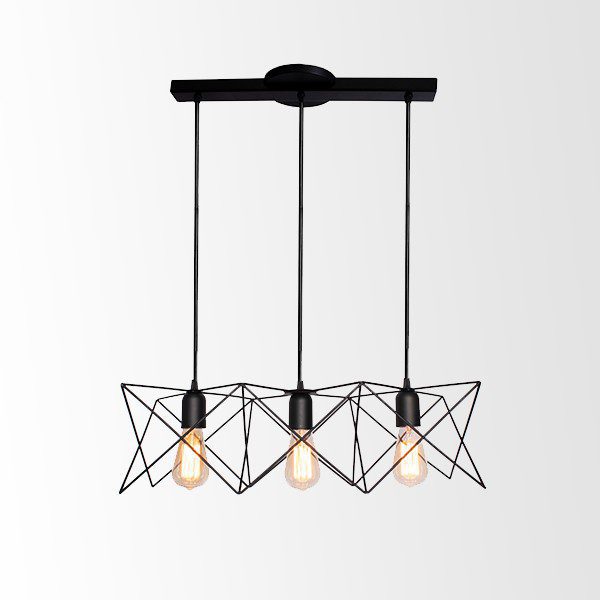 LAMPARA DECORATIVA COLGANTE E26 3 LUCES NEGRO REJILLA NO INCLUYE FOCOS